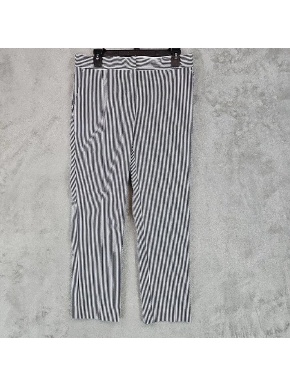Ann Taylor Dress Pants Womens 4 Blue Striped Twill Devin Slim Tailored Ankle